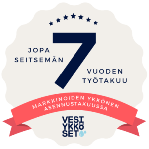Vesiykkösten seitsemän vuoden asennustakuu on markkinoiden ykkönen