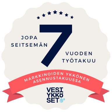 Vesiykkösten seitsemän vuoden asennustakuu on markkinoiden ykkönen