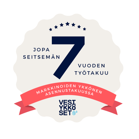 Vesiykkösten seitsemän vuoden asennustakuu on markkinoiden ykkönen
